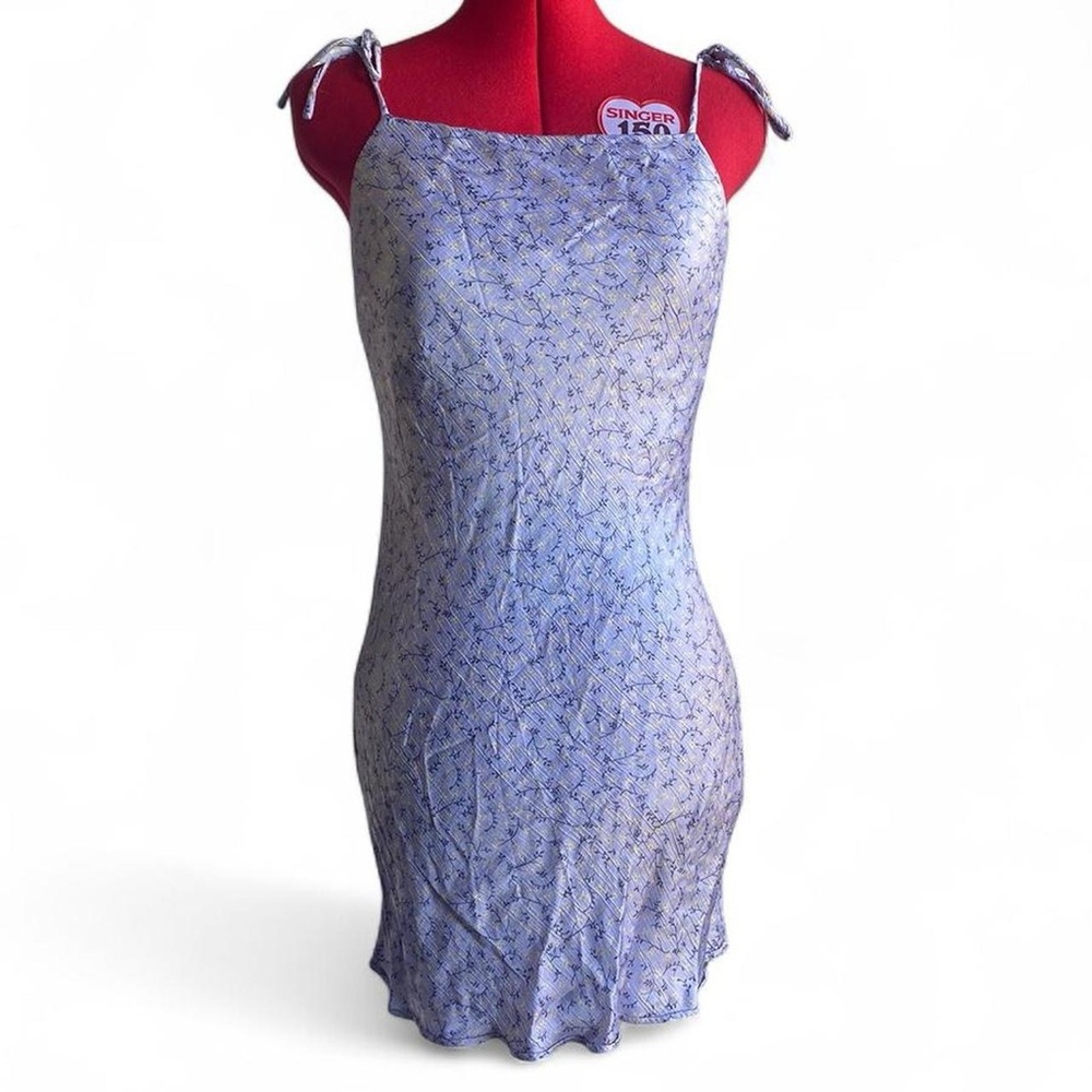Zara Lavender Floral Slip Dress with Blue Accents